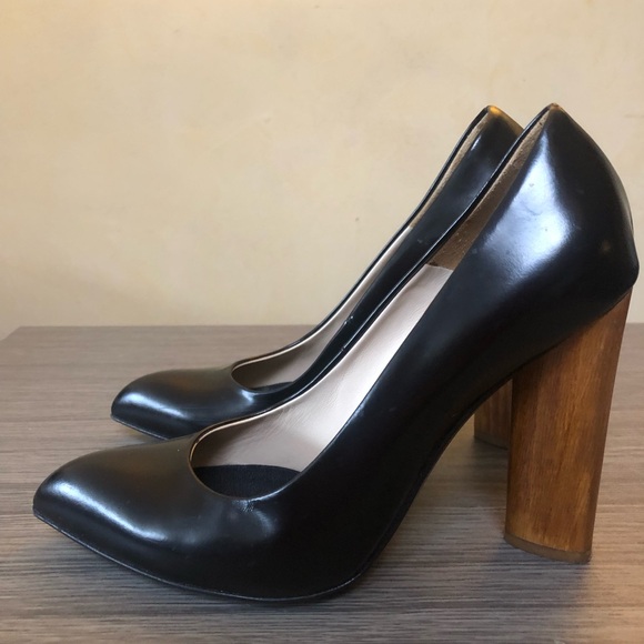 YSL Charlotte Court Shoe Wood Heel 105 Pump FW 2007 Runway Black Leather Pilati - Picture 10 of 14